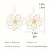 1 Paar Vintage Übertriebene Hohlblumen Metallohrringe Für Damen, Elegante Geometrische Gewebte Hängende Ohrhänger Mode Ohrschmuck