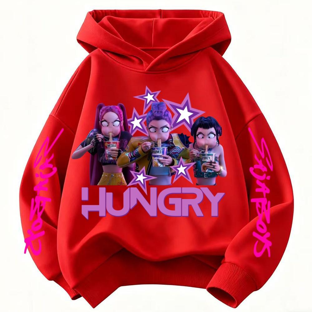 KPop Dämonenjäger Cartoon Niedliche Mädchen Kapuzenpullover Warm Rumi Kinder Welle Mode Lässige Oberteile Lässige Kleidung