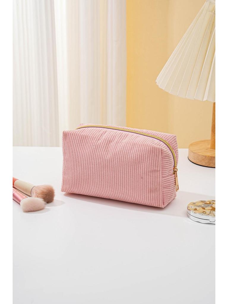 Duży piórnik i kosmetyczka z sztruksu - Przenośny schowek na przybory toaletowe i artykuły piśmiennicze na podróże służbowe