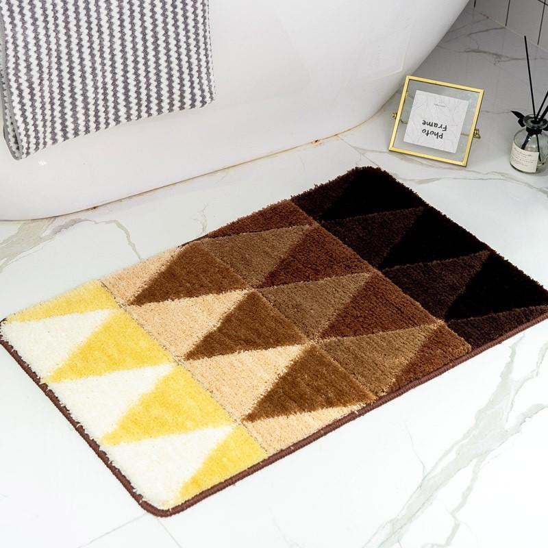 Double-Layer Plush Flocked Bath Mat Non-Slip Floor Rug Bedroom Entryway Bathroom Bohemian Style Washable