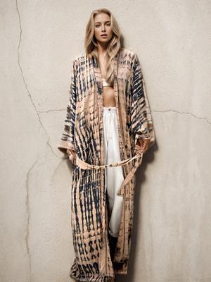 2024 Bohemian Tie Dye Striped Bikini Cover-ups  Beach Tunic Sexy Kimono Coverup Dress Women Plus Size Swimsuit Cover Up