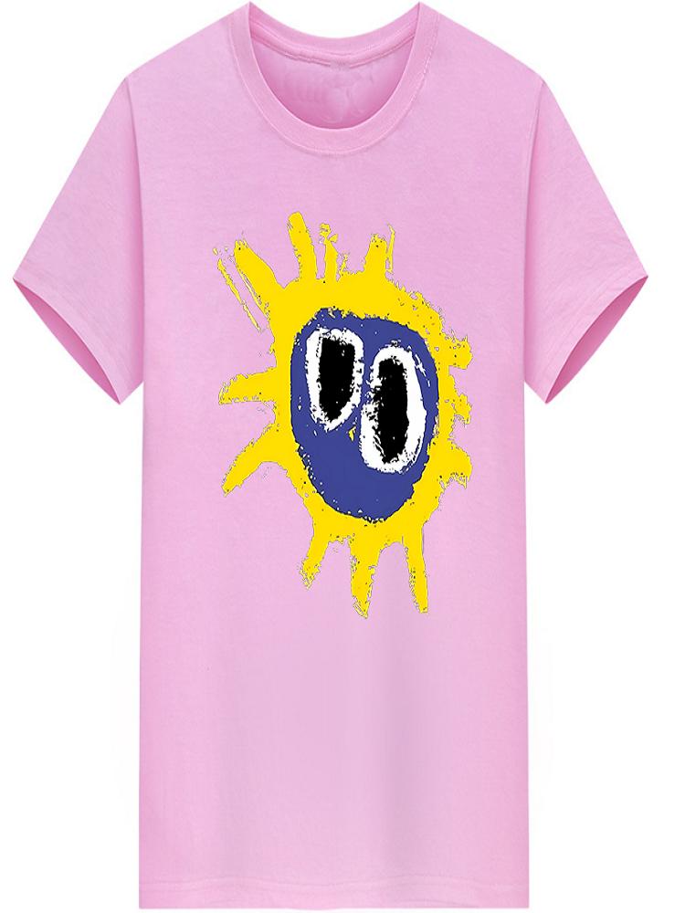 Baumwolle 100% Herren T-Shirt für den Sommer PRIMAL SCREAM RETRO SCREAMADELICA Rockband rotes T-Shirt Herren Sommer T-Shirts Herren und Damen 4XL yellow