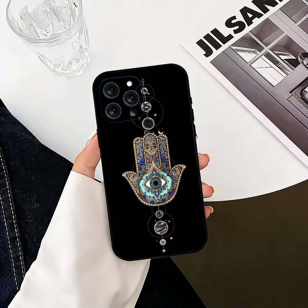 H-Hamsa H-Hand-D  Phone Case For iPhone 17, 16,15,14,13,12,11 Plus,Pro Max, Others Soft Black Cover