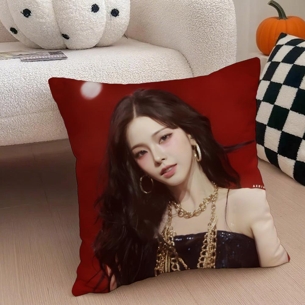 Elegant Korean Beautiful Singer KKarina Cushion Cover Throw Pillow Cover Hidden Button Durable Polyester Chair Cushion