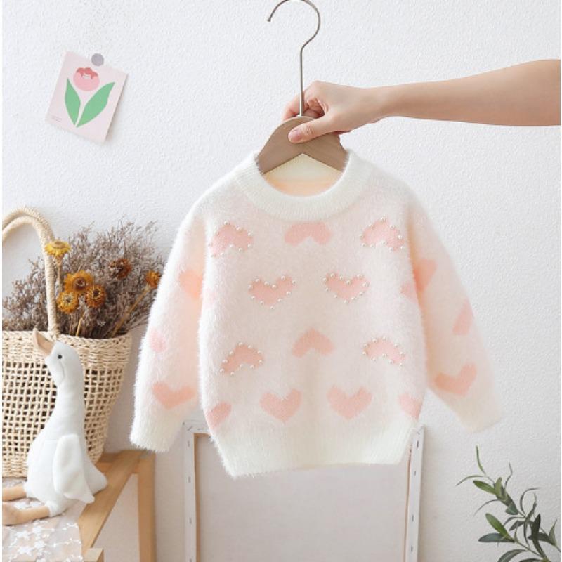 Children's Mink Fleece Thickened Autumn and Winter Baby Pullover Knitted Girls Love Bottoming Shirt
