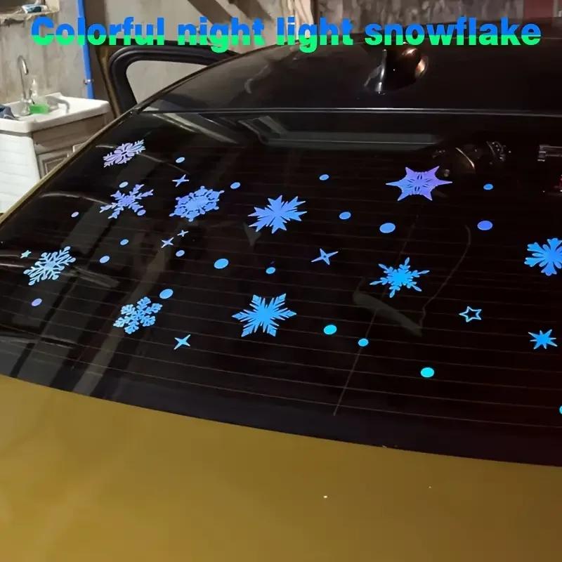 3Sheets Glow In The Dark Snowflake Window Stickers DIY Car Luminous PVC Decal Christmas Home Wall Decoration New Year Party Gift