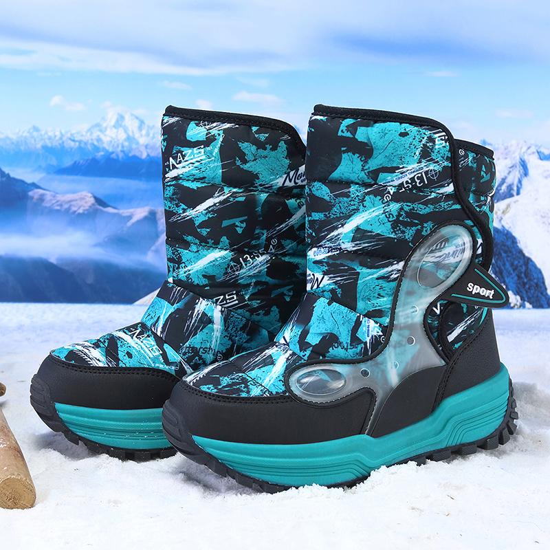TUINANLE Boys' Winter Snow Boots, Non-Slip, Extra Warm, Medium To Large Sizes, Outdoor Hiking Footwear Children