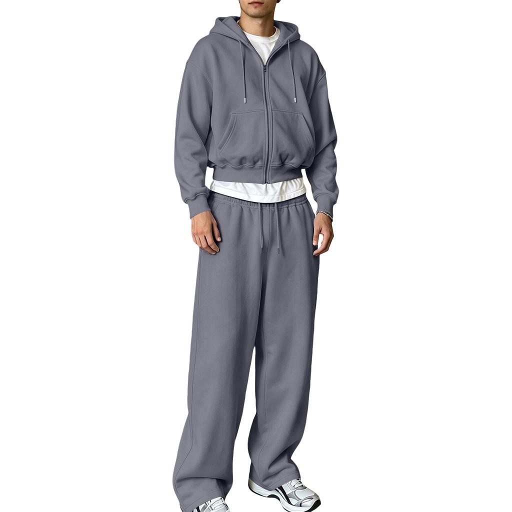 Ensemble Sweat à Capuche zippé et Pantalon de Jogging assortis pour Tenue Casual d'Hiver