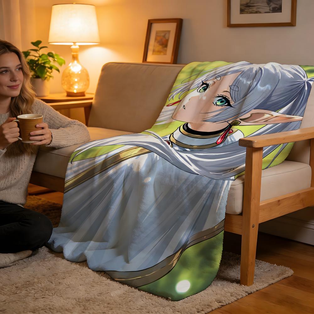 Throw High-Density Short Plush Blanket For Sofa Nap Air-Conditioned Room Soft Skin-Friendly Frieren Beyond Journey's End