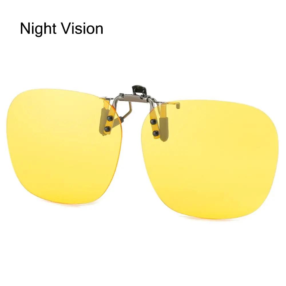 Clip-On Sunglasses Convenient Flip-Up Metal Clip Sun Glasses For Women Men Glasses Rimless Polygonal Shades