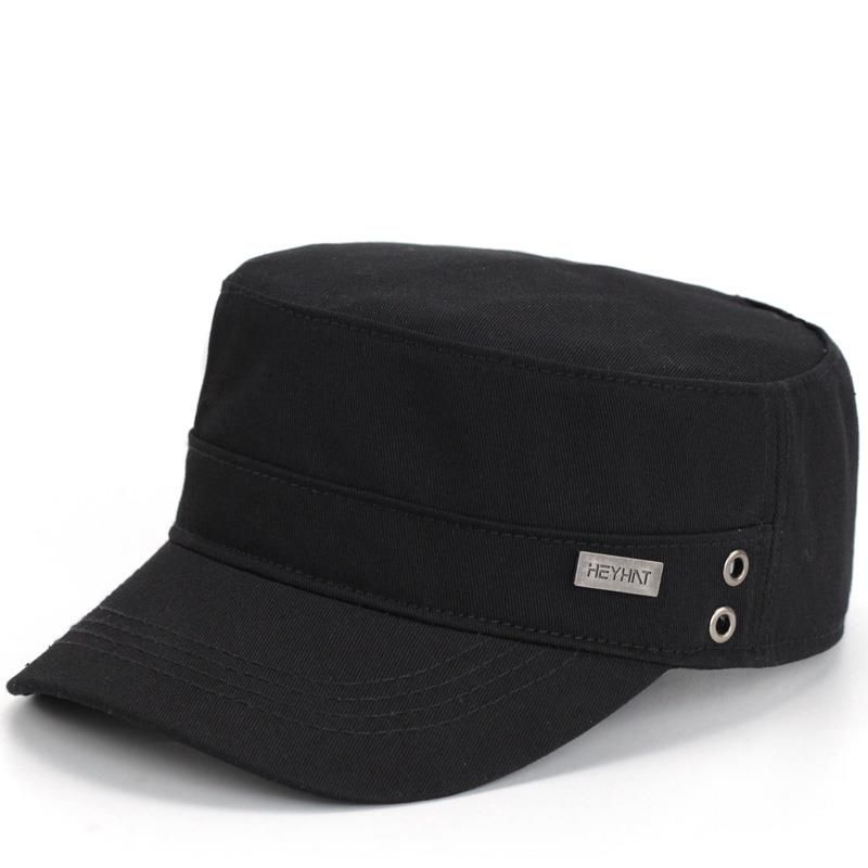 

Flat-Top Cap Men s Back Seal Spring and Autumn New Fashion All-Match Casual Short Brim Middle-Aged and Elderly Double-Layer Cotton Brim Hat Black Default Size