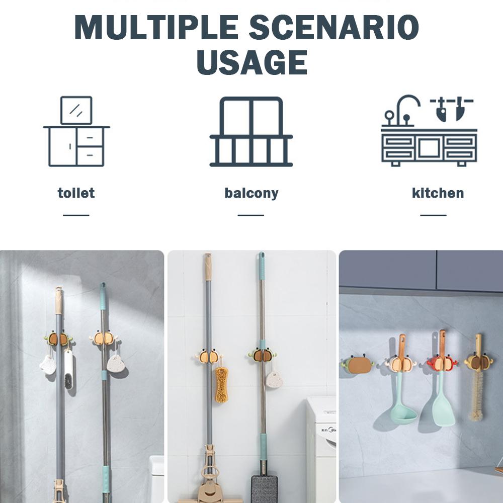 Cartoon Punch-Free Crab-Shaped Mop Clip Durable Non-marking Mop Holder For Bathroom