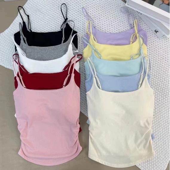 Stilvolles süß-würziges plissiertes Camisole-Westchen mit integrierten Cups für Damen - Vielseitige Innen- & Außenbekleidung mit elegantem Rückendesign
