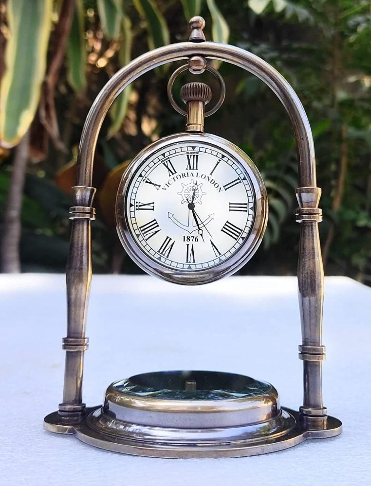 Antique Desk Clock Vintage Table Top Antique Brass Decorative Gift