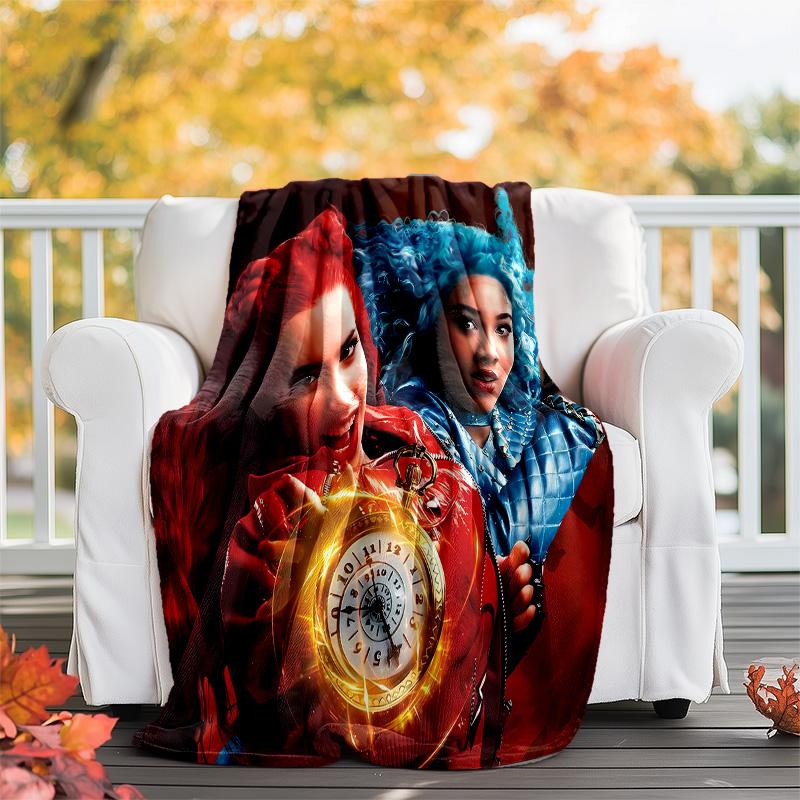 1pc Descendants The Rise of Red2 Theme Blanket - Digital Print, Polyester, Cozy for All Seasons, Perfect for Outdoor, Camping, and Travel
