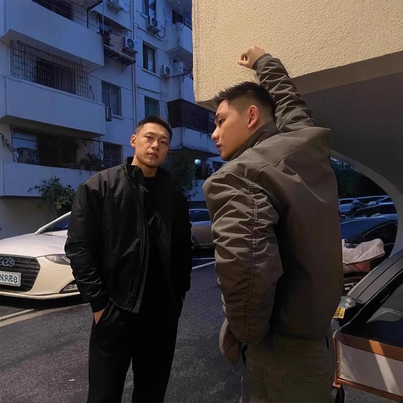 

Men s Retro Windproof Coach Jacket: Spring/Autumn Workwear Flight Baseball Uniform Trend XXL серый