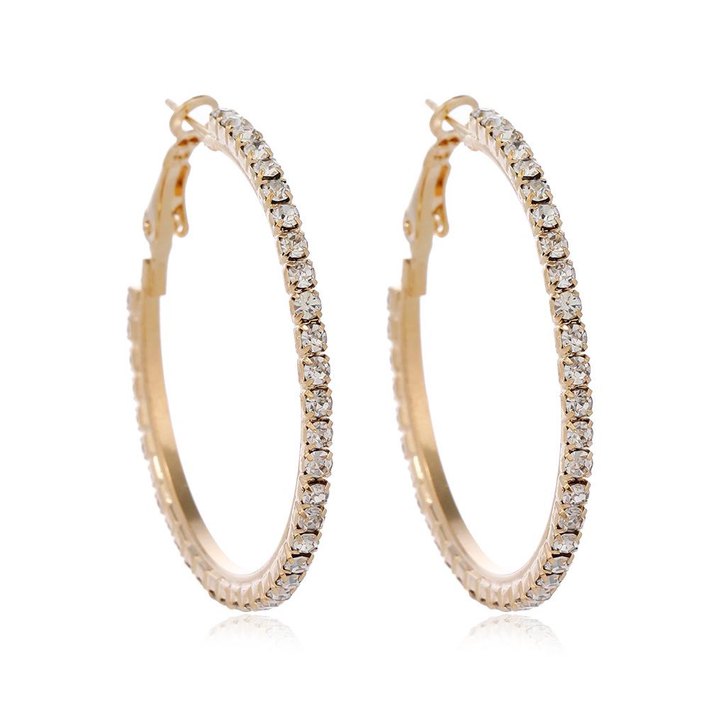Korean Chic Luxury Diamond C-Shape Hoop Earrings