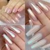 Pearl White Rubbing on Nail Art Glitter Dust Chrome Aurora Yellow Purple Manicure Decorations Mirror Mermaid Nail Powder Pigment