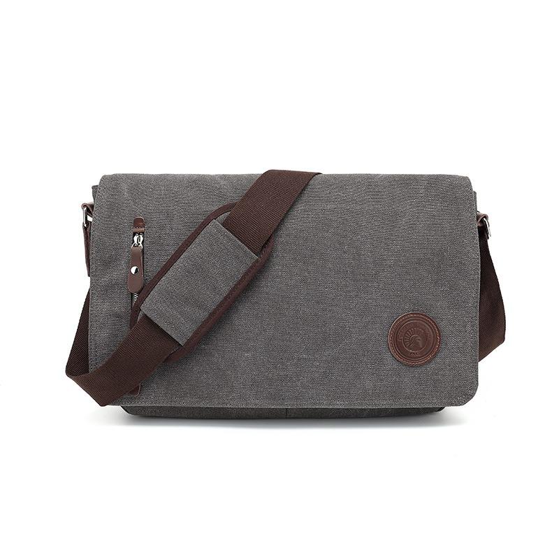 

Мужские сумки на ремне из чистого хлопка в европейском и американском стиле в стиле ретро, модная однотонная кожаная сумка-мессенджер на молнии для деловых поездок, сумка для компьютера серый
