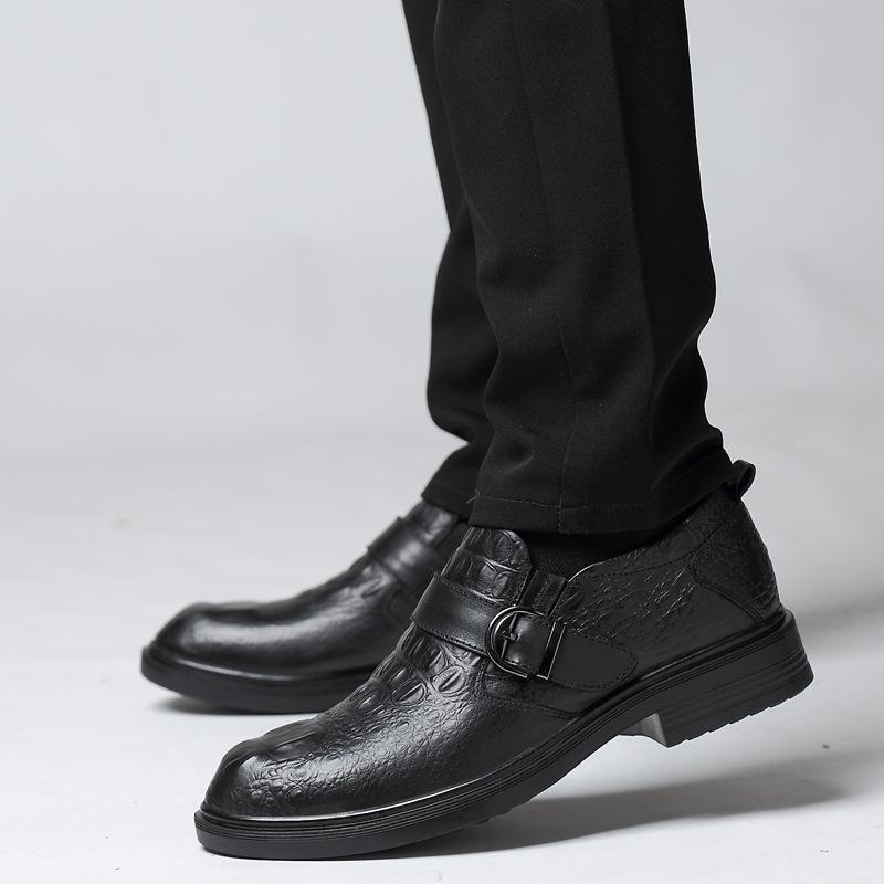Men's Casual Business Crocodile Leather Shoes - Breathable Cowhide for Spring & Autumn