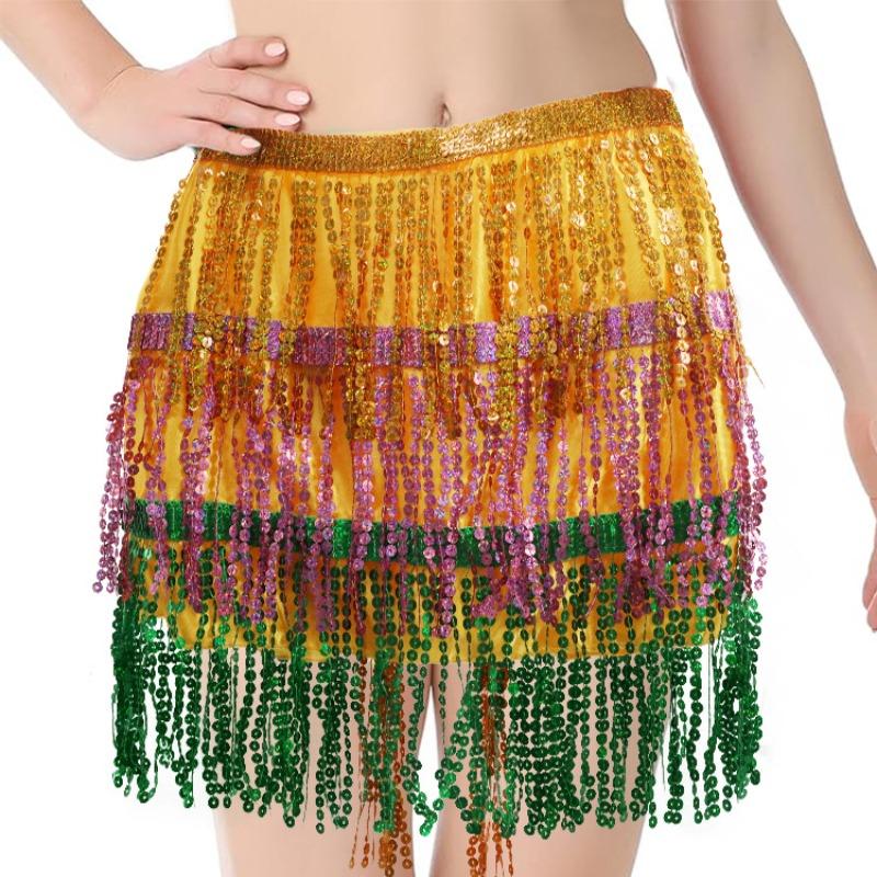 Belly dance costume skirt short skirt carnival sequin tassel waist chain One size fits all