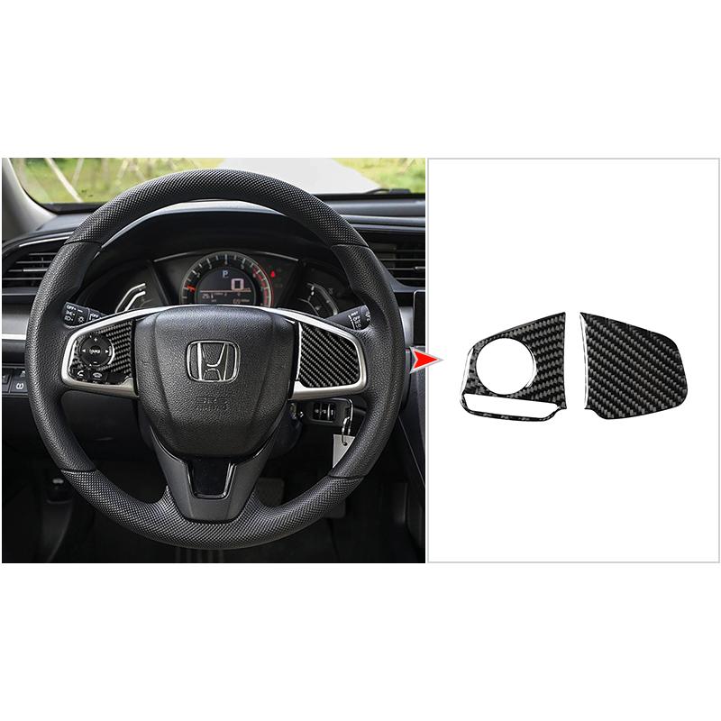 Carbon Fiber Car Steering Wheel Button Trim Cover Frame Stickers For Honda Civic 2016-2019 Car Styling Accessories