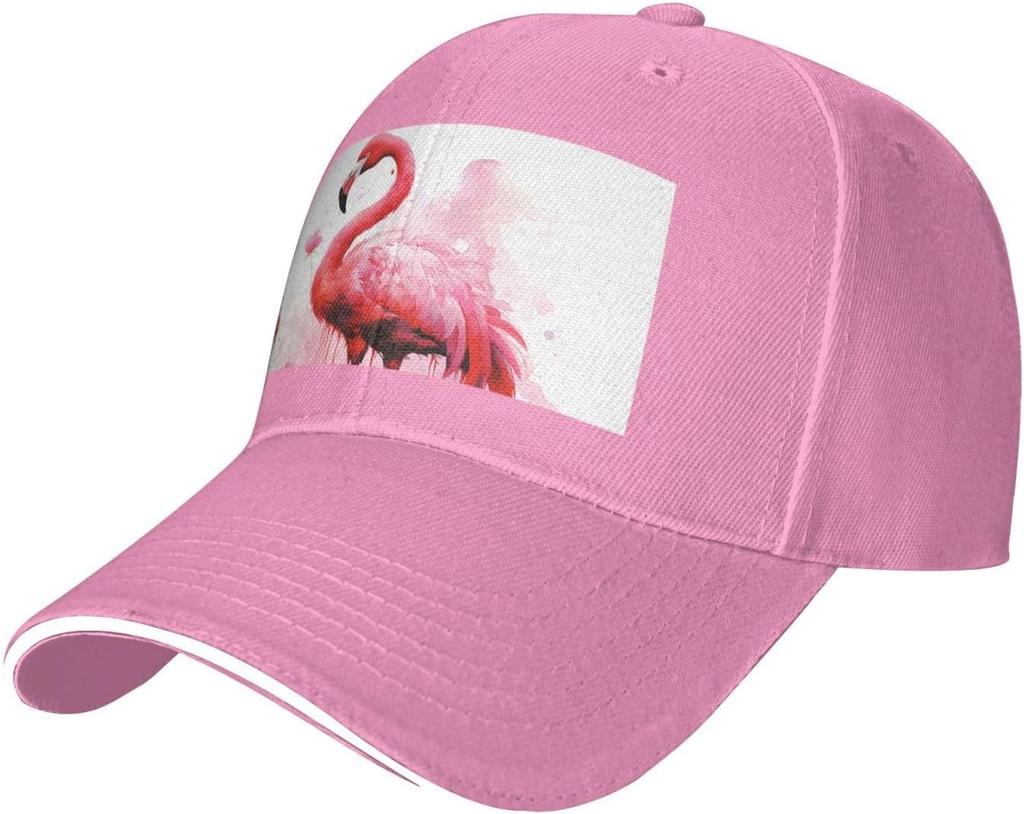Flamingo Aquarell Druck Baseballkappe Polyester Verstellbar Lässig Golf Papa Hut für Unisex