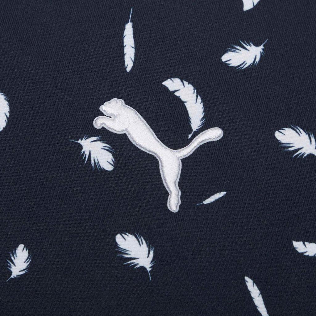 Puma Embroidered Feather Pattern All-Over Print Polo Shirt Men Tops Navy-Blue 531092-01