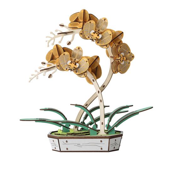 Wooden 3D Puzzle Flower DIY Handmade Potted Sunflower Lily Hydrangea Moth Orchids Bell Flower Jigsaw Decoration Floral Plants Building Crafts Kit