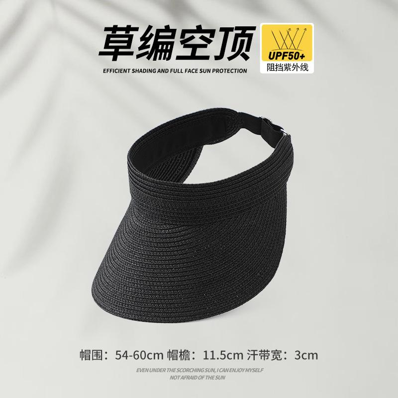 

Portable Rollable Straw Empty Top Hat Summer Sunscreen Hat Female Sun Hat Seaside Hat Straw Hat Beach Hat Adjustable (hat circumference 54-60cm)