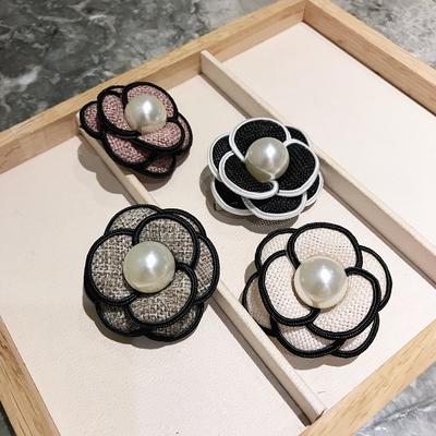 Pearl Camellia Brooches For Women Cloth Art Flower Lapel Pins Cardigan Scarf Buckle Corsage Jewelry Clothing Accessories