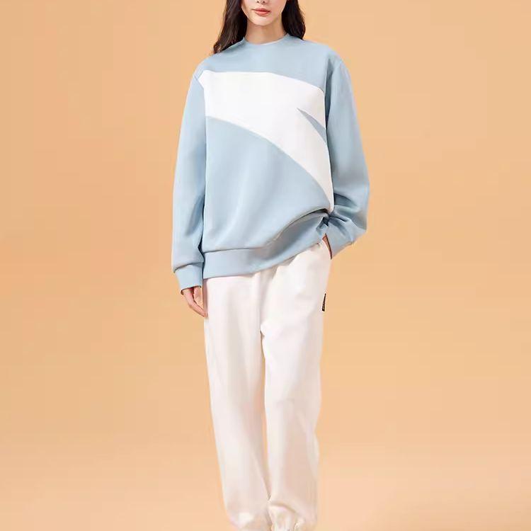 Anta Color Block Logo Round Neck Pullover Sweatshirt Unisex sweatshirt Light-Blue 952348713-3