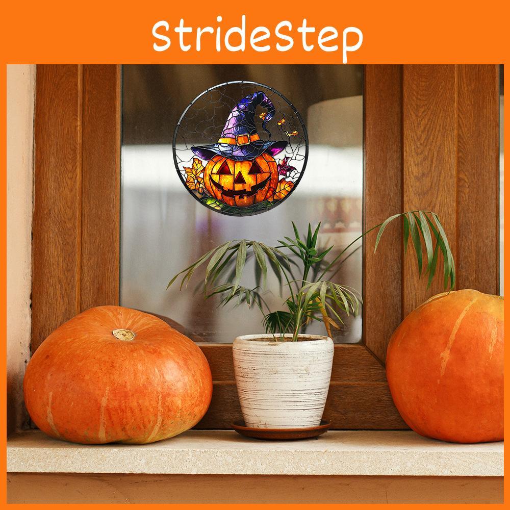 Pumpkin Witch Halloween Hat Uv Static Glass Showcase Home Stickers Decor