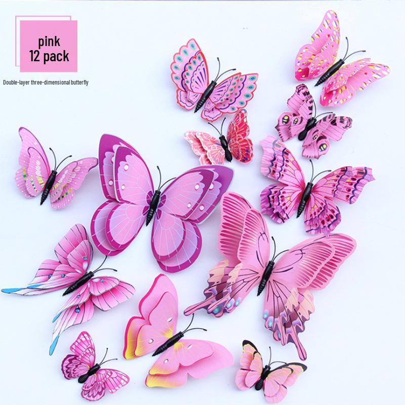 3D Butterflies Wall Decor: Stereoscopic Stickers for Living Room, Bedroom, or Fridge.