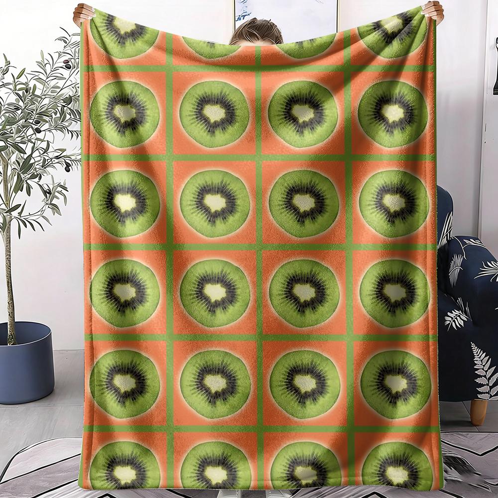 Kiwi Fruit Pattern Throw Soft Flannel AC Blanket Lightweight Summer Nap Throw Cozy  Blanket for Sofa Bed Travel Home