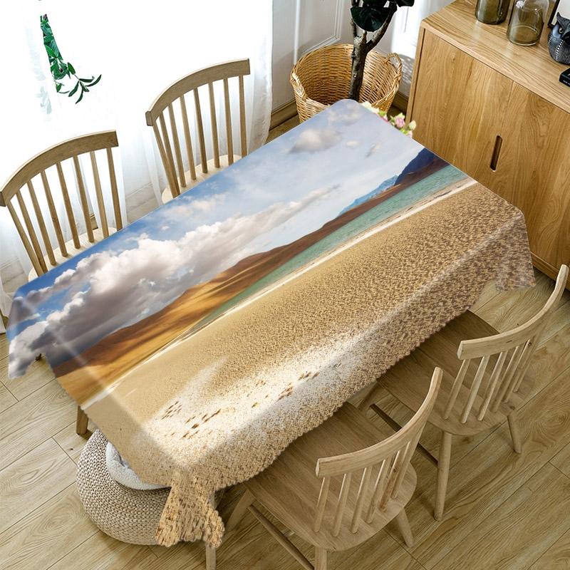 Wellen Strand Sonnenuntergang Druck Verdickt Baumwolle Tischdecke Für Hochzeit Picknick Party Rechteckig Rund Tischabdeckung