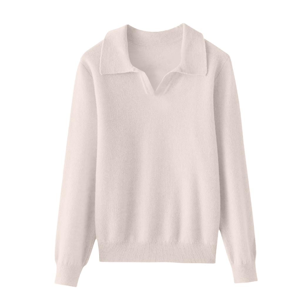 Pull Tricoté Tendance Décontracté à Manches Longues et Col V pour Femme