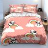 Cute Panda and Rainbow Pattern Bedding Duvet Cover Set Duvet Cover Pillowcases  (1*Duvet Cover 2*Pillowcases, Without Duvet Insert)