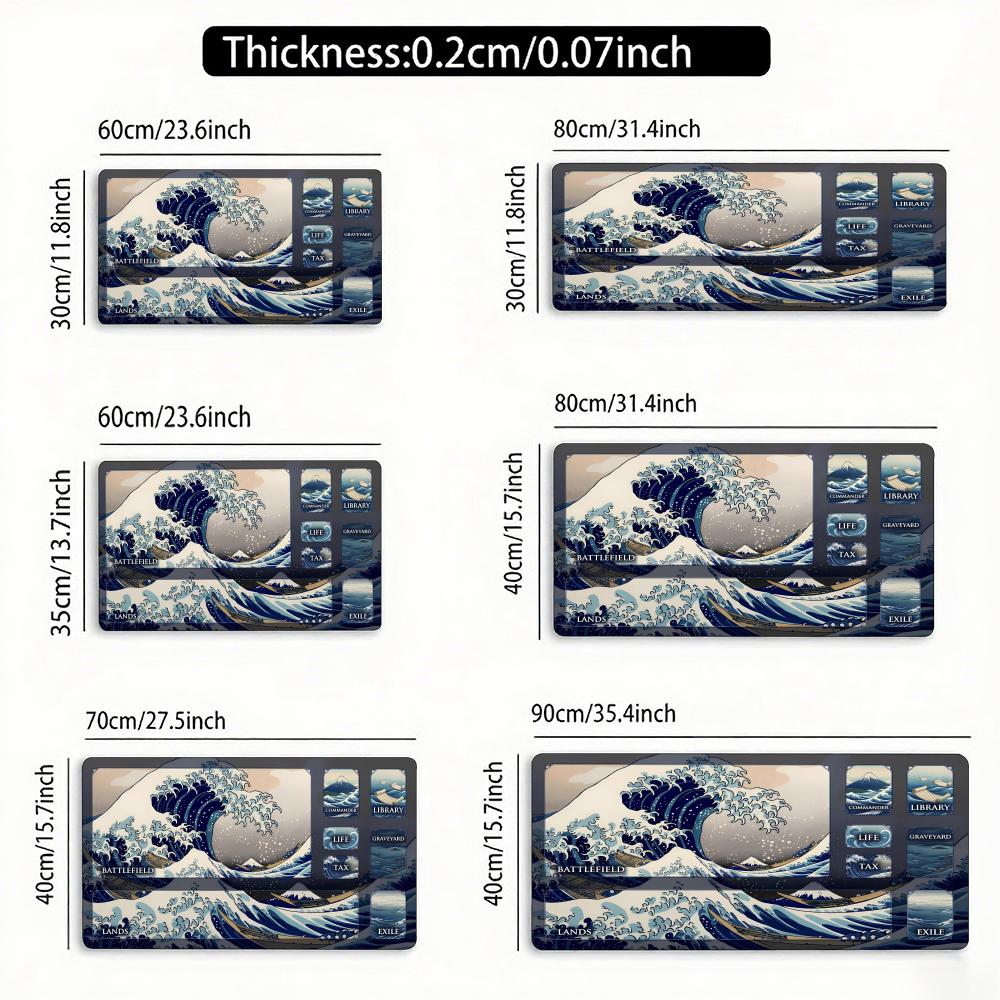 Big Wave Theme with Play Zone Magic Party Game Mat Durable Rubber for MTG&TCG Games 35X60cm Mouse Pad Offices Desk Mats Design