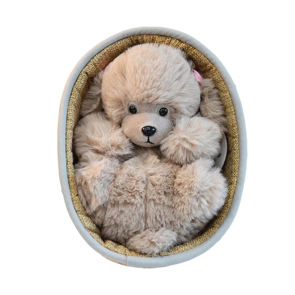 Plush Stuffed Animal Toy with Woven Basket Bed for Children's Gift Decorative Soft Doll