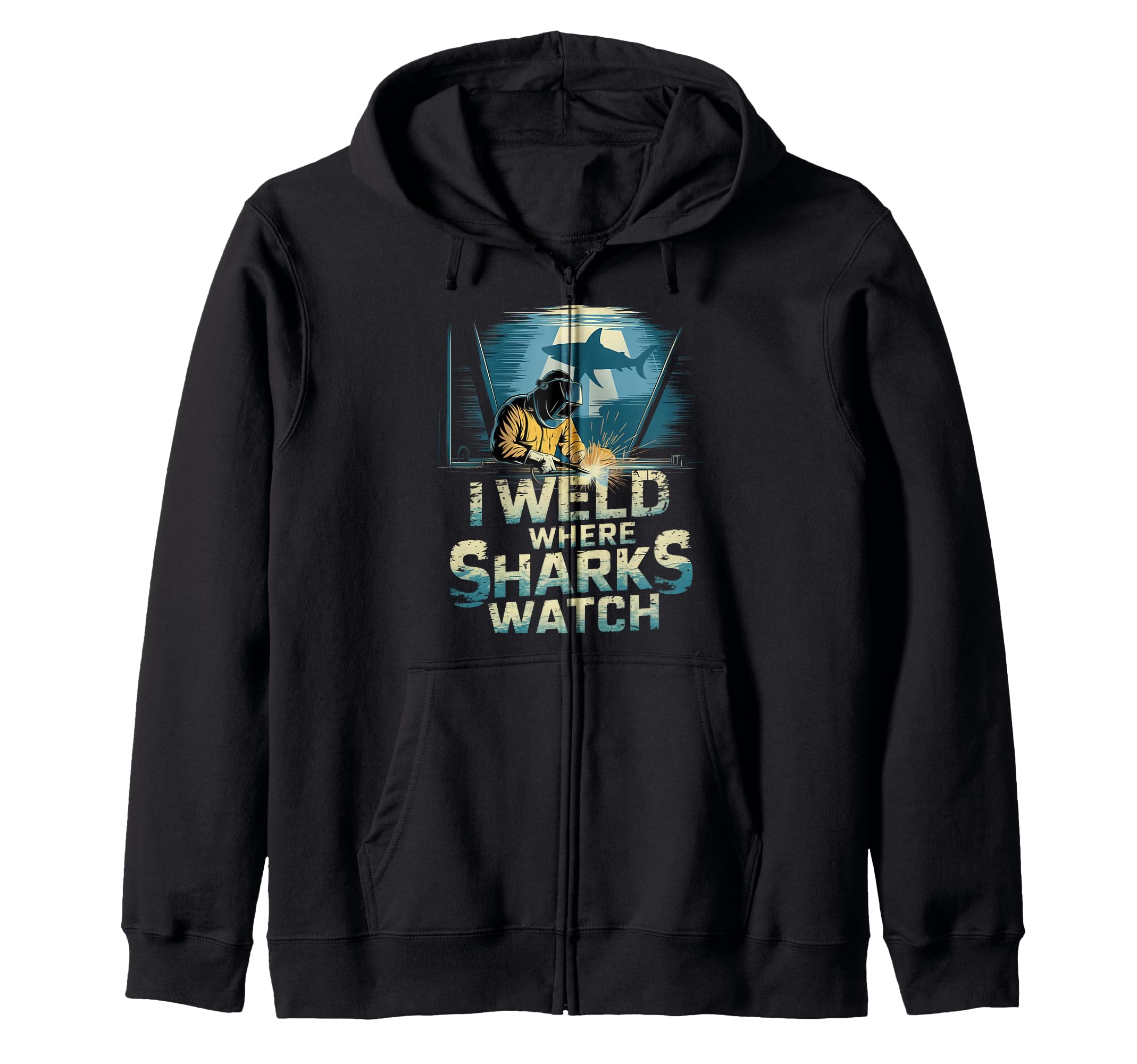 

I Weld Where Sharks Watch Underwater Welder Zip Parka чорний