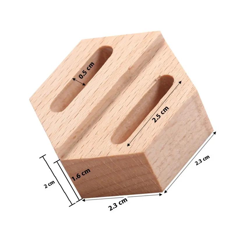 Box Two-Tier Holder Stand For Jewelry Showcase Anti-Slip Base Geometric Design Ring Display Stand Wooden Rings Holder Geometric