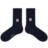 SNOOZY Pomeranian Puppy Face Embroidered Socks (Navy)