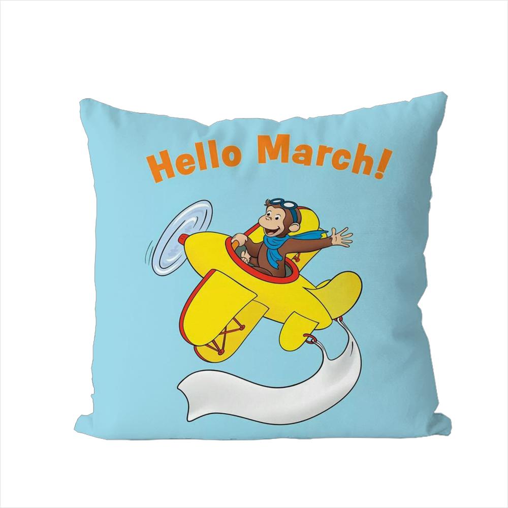 CCurious George Pillow Case For Car Sofa Decorative Home Doublesided Print Plush Square Throw Pillow Cushion Cover