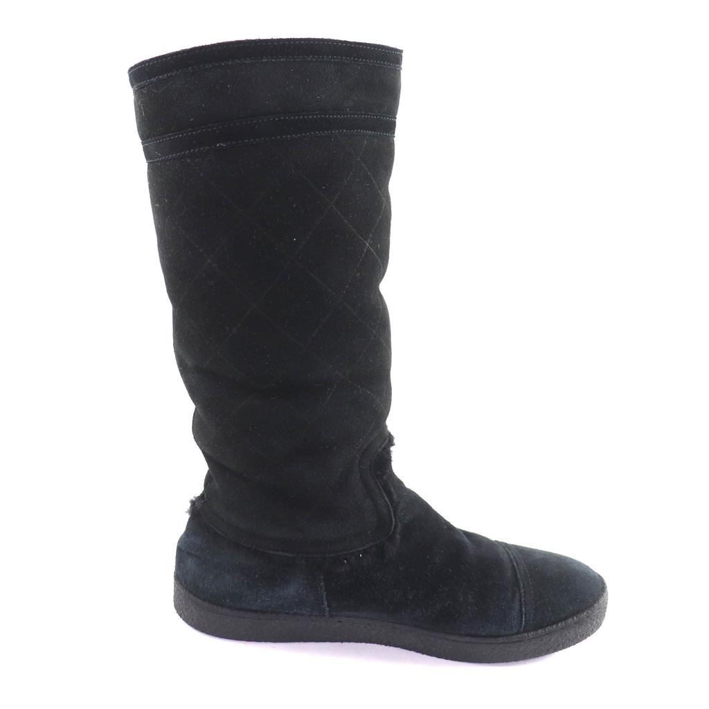 Great CHANEL boots black Mouton Women 38 G26557 Used