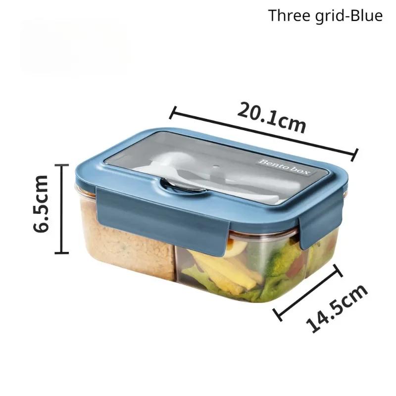 Lunch Box with Tableware for Office Workers Square Divided Microwave Oven Bento Box Leakproof Food Container for Picnic Camping