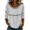 Women's Fashionable Casual Floral Print Seven Quarter Sleeved Round Neck T-Shirt Top