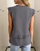 European and American Exclusive 2026 Spring/Summer V-neck Ruffle Patchwork Slimming Chiffon Sleeveless Women's Top