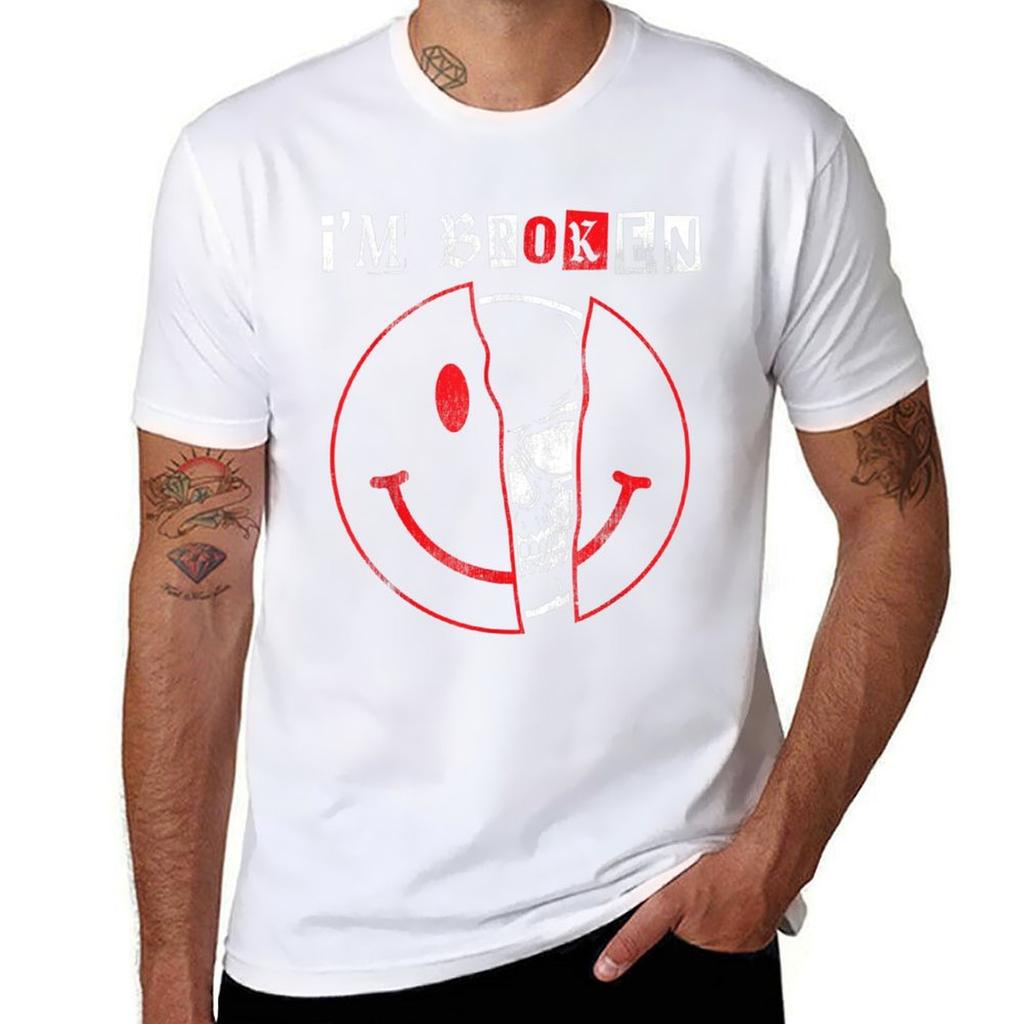 Im Broken Shirt Invisible Illness Im Ok Broken Tshirt Short Sleeve Tee Tops Oversized Unisexs White T Shirts