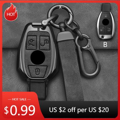 Aktcik1 2025 Hot Car Sticker Alloy Style Car Key Case Cover Shell Fob For Mercedes Benz A B C E G Class C200 C300 E350 W205 E260L GLK A4